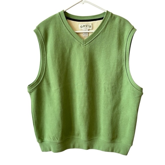 ORVIS VEST MENS L RIBBED COTTON V NECK SPORTY BUSINESS CLASSIC CASUAL PREPPY - Picture 1 of 9